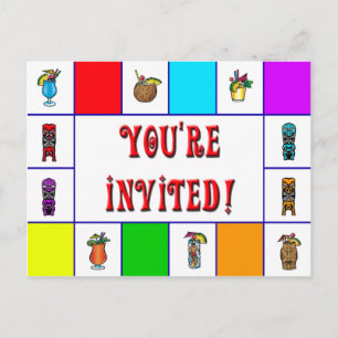 Retro Tiki Invite Einladungspostkarte