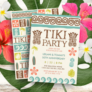 Retro Tiki Party Tropical Beach Surf Jubiläum Einladung