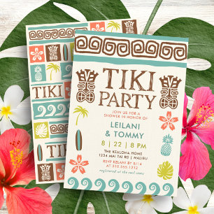Retro Tiki Party Tropischer Polterabend Einladung