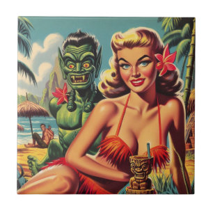 Retro-Tiki-Pin-Up Fliese