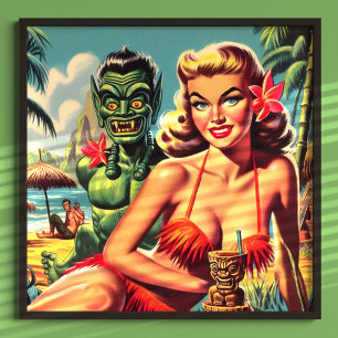 Retro-Tiki-Pin-Up Poster