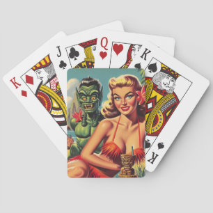 Retro-Tiki-Pin-Up Spielkarten