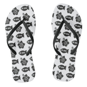 Retro-Tiki Schwarz-Weiß-Muster Flip Flops