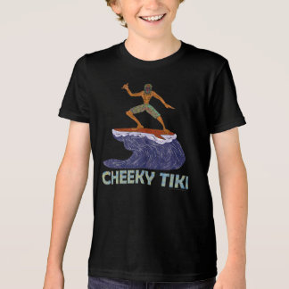 Retro-Tiki-Surfing-Cartoon aus den 90er Jahren mit Tri-Blend Shirt
