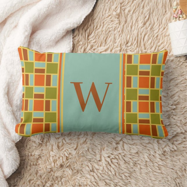 Retro Tiles Monogram Lendenkissen (Decke)