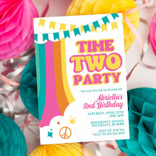 Retro Time Two Party 2. Geburtstagseinladung Einladung
