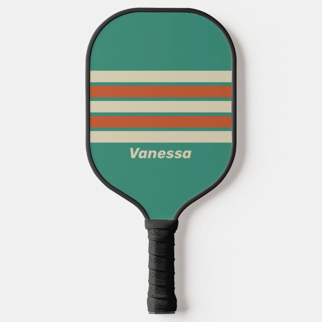 Retro Timeless Across Across Striping with Name Pickleball Schläger (Vorderseite)