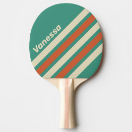 Retro Timeless Angled Striping with Name Tischtennis Schläger