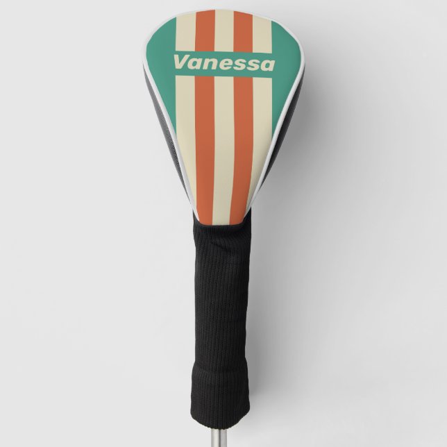 Retro Timeless Pin Stripes with Name Golf Headcover (Vorderseite)