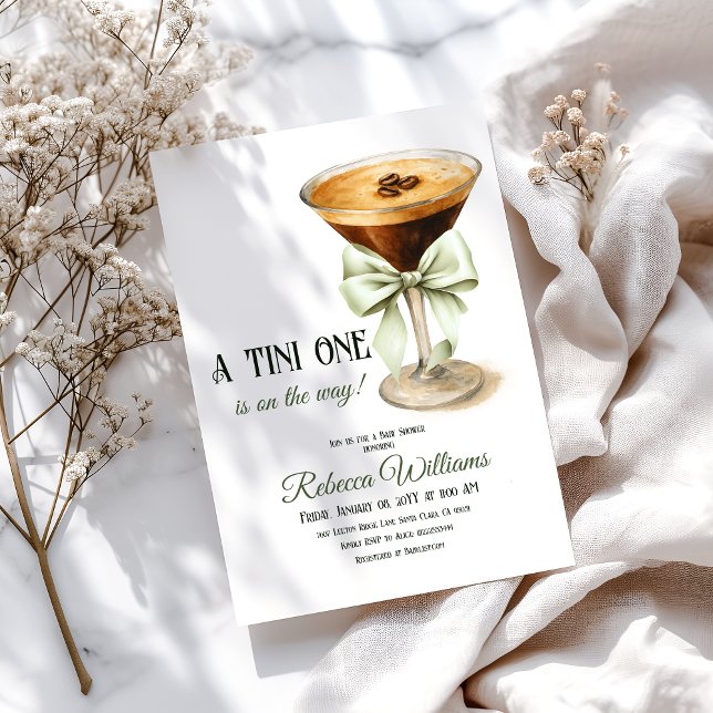 Retro Tini One Gender Neutral Martini Babydusche Einladung (Von Creator hochgeladen)