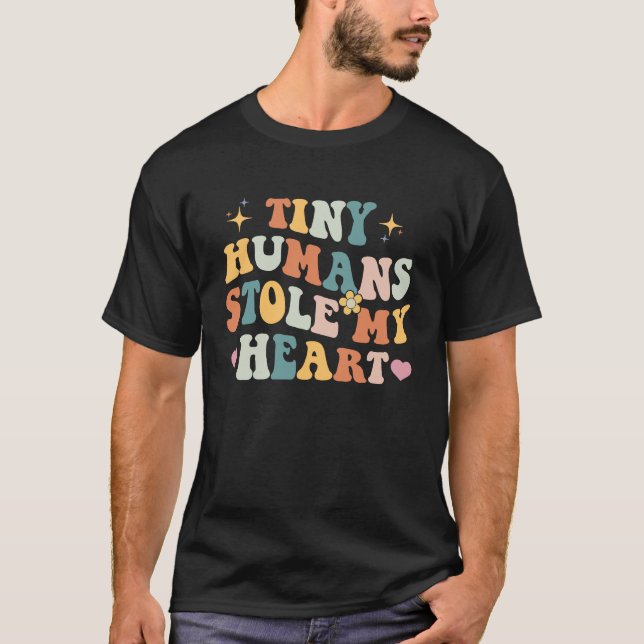 Retro Tiny Humans Stole My Heart Valentine's Day N T-Shirt (Vorderseite)