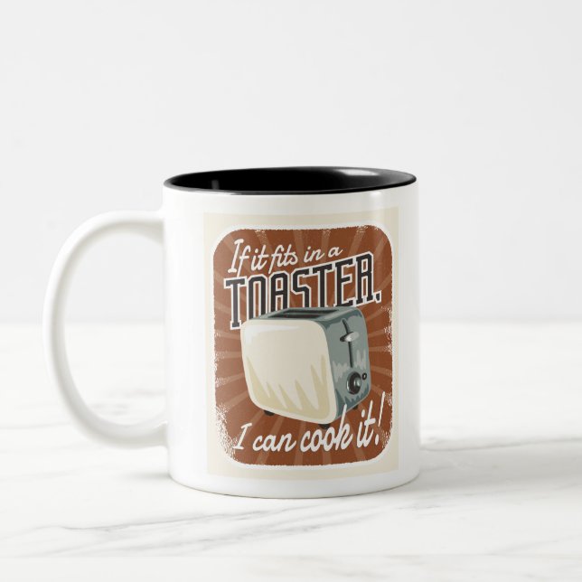 Retro Toaster Cooking Spaß Zweifarbige Tasse (Links)