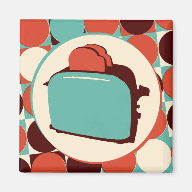 Retro-Toaster Quadrat-Magnet Magnet (Vorne)