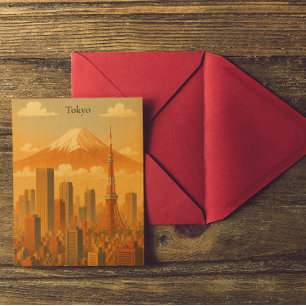 Retro-Tokio-Kunstwerk Vintage-Japan-Stadtlandschaf Postkarte