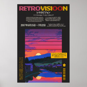 Retro-Tokio-Sonnenuntergangs-Plakat 80er japanisch Poster