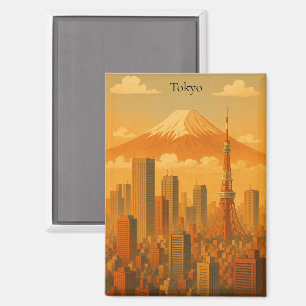 Retro Tokyo Artwork Vintag Japan City Travel Magnet