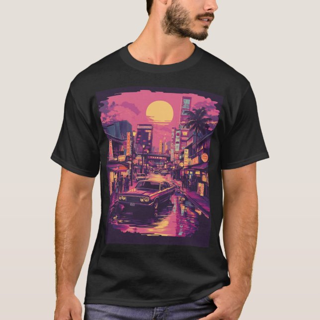 Retro Tokyo Sunset T-Shirt (Vorderseite)