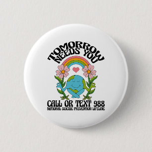 Retro Tomorrow braucht 988 Suizidprävention Button