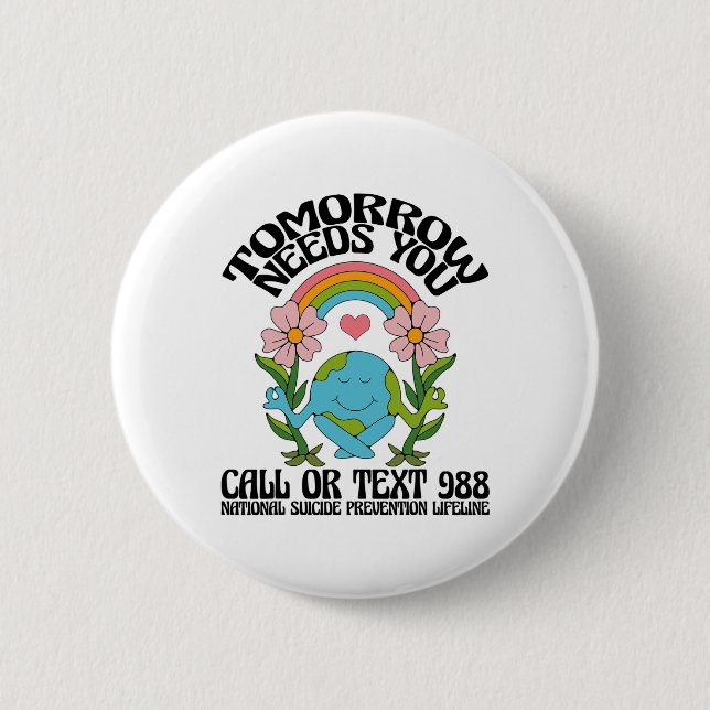 Retro Tomorrow braucht 988 Suizidprävention Button (Vorderseite)