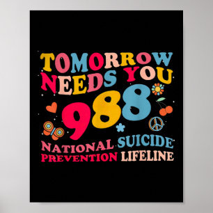 Retro Tomorrow braucht 988 Suizidprävention Poster
