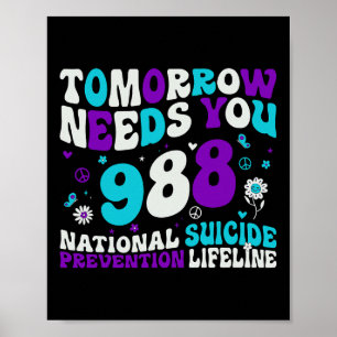 Retro Tomorrow braucht 988 Suizidprävention Poster
