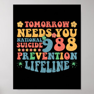 Retro Tomorrow braucht 988 Suizidprävention Poster