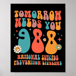 Retro Tomorrow braucht 988 Suizidprävention Poster