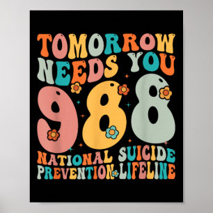 Retro Tomorrow braucht 9-8-8 Suizidprävention Poster