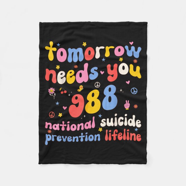 Retro Tomorrow Needs You 988 Suicide Prevention Aw Fleecedecke (Vorderseite)