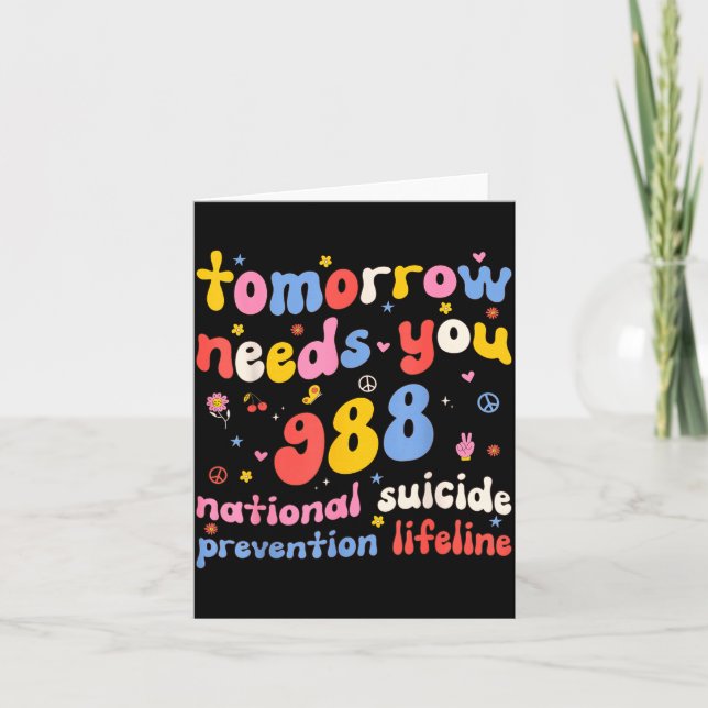 Retro Tomorrow Needs You 988 Suicide Prevention Aw Karte (Vorderseite)