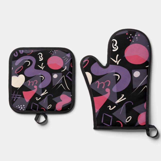 Retro Topfhalter und Ofen Mitt Set (Vorderseite)