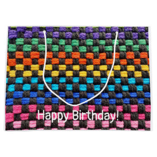 Retro-Topflappen-Karomuster  Große Geschenktüte