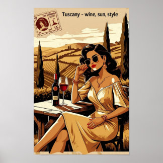 Retro Toskana Weinroute Mendrisiotto Poster