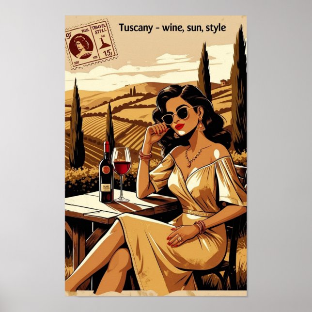 Retro Toskana Weinroute Mendrisiotto Poster (Vorne)