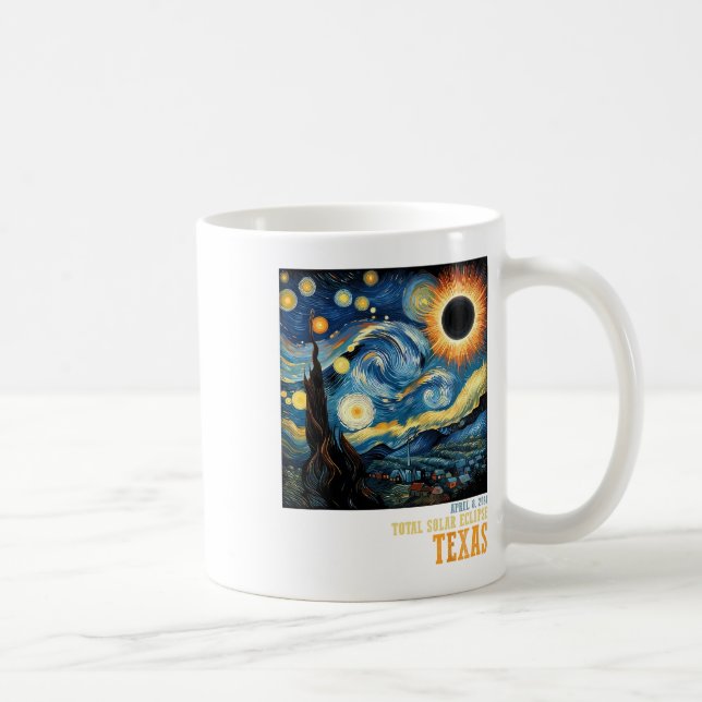 Retro Total Solar Eclipse 2024 Texas für Männer Fr Kaffeetasse (Rechts)