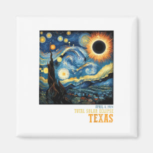 Retro Total Solar Eclipse 2024 Texas für Männer Fr Magnet