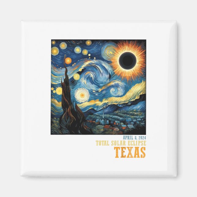 Retro Total Solar Eclipse 2024 Texas für Männer Fr Magnet (Vorne)