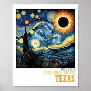 Retro Total Solar Eclipse 2024 Texas für Männer Fr Poster