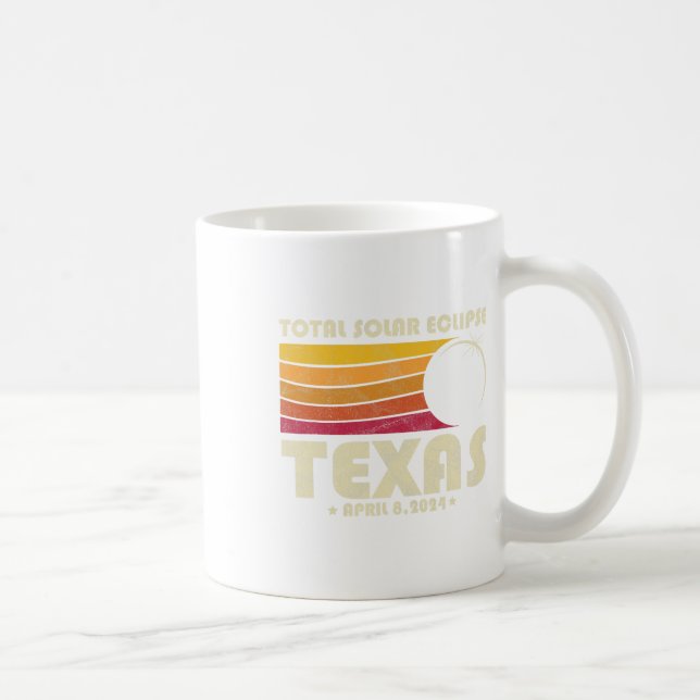 Retro Total Solar Eclipse 2024 Texas Usa Totality Kaffeetasse (Rechts)