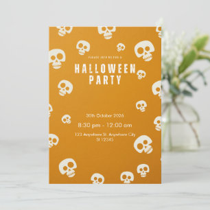 Retro-Totenkopf-Halloween-Party-Einladung Orange Einladung