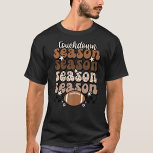 Retro Touchdown Season Football Mama Game Day Foot T-Shirt