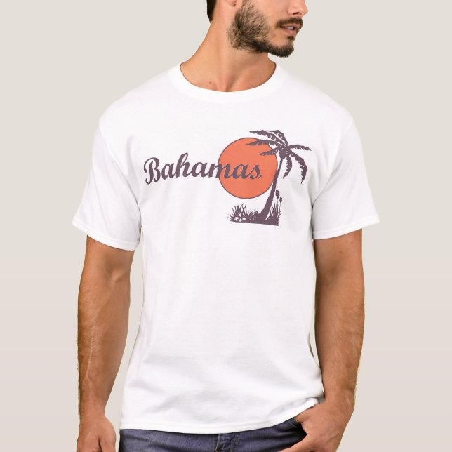 Retro touristisches Palmen-T-Shirt Bahamas T-Shirt (Vorderseite)