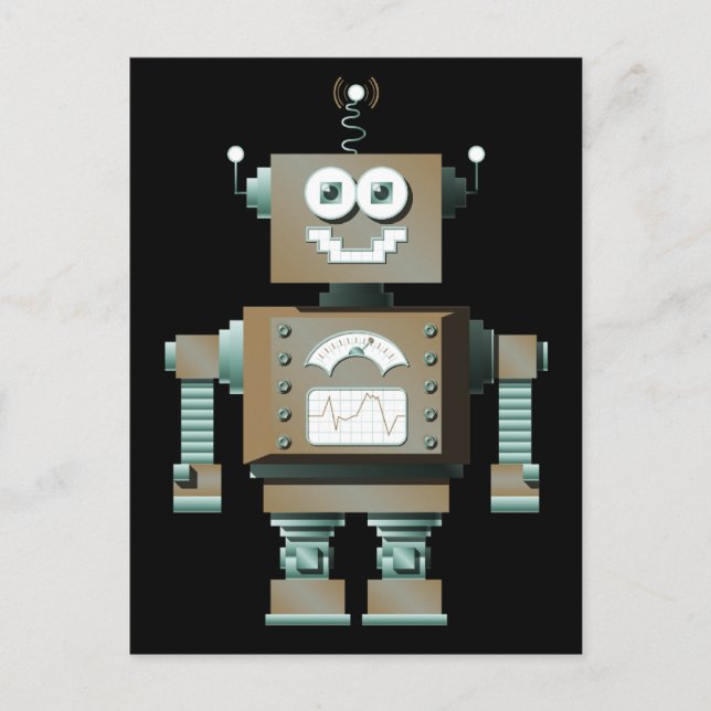 Retro Toy Robot Postcard (dk) Postkarte (Vorderseite)