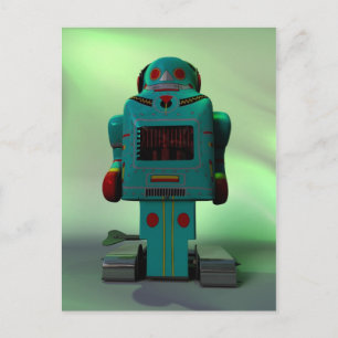 Retro Toy Robot Postcard Postkarte