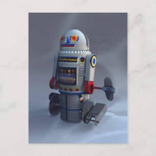Retro Toy Roboter Nummer 7 Postkarte