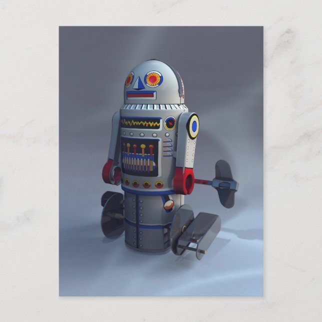 Retro Toy Roboter Nummer 7 Postkarte (Vorderseite)