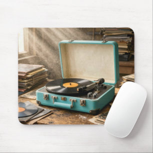 Retro tragbarer Plattenspieler Mousepad