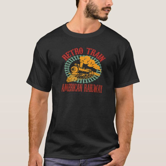 Retro Train American Railroad locomotive h T-Shirt (Vorderseite)