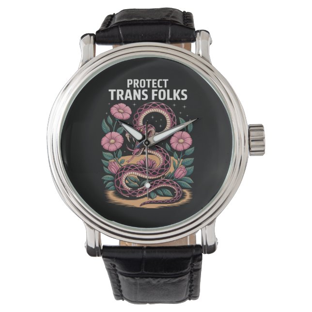 Retro Trans Pride Trans Right Protect Trans Folks  Armbanduhr (Vorderseite)