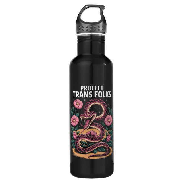 Retro Trans Pride Trans Right Protect Trans Folks  Edelstahlflasche (Vorderseite)
